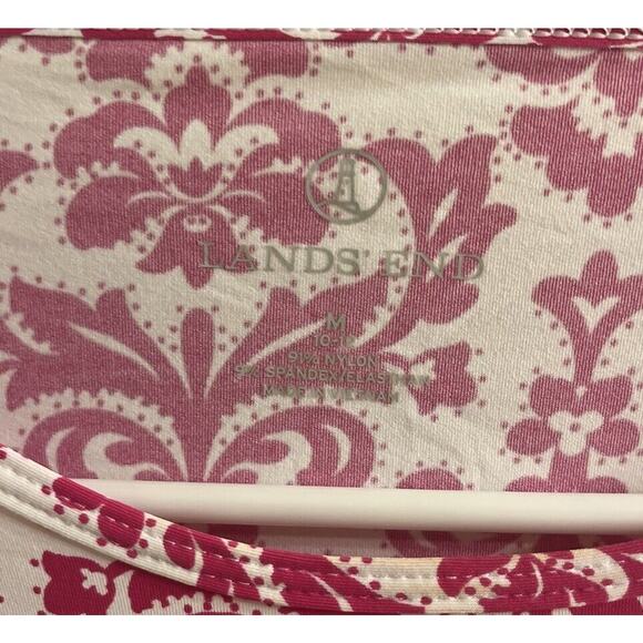 Lands' End Stretch Long Sleeve Top Size 10-12 M Pink White Paisley Nylon/Spandex - Picture 4 of 4